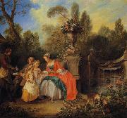 Nicolas Lancret A Lady and Gentleman Taking Coffee with Children in a Garden Germany oil painting artist